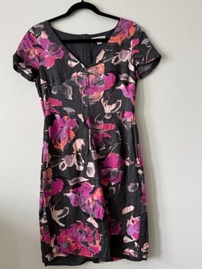 Banana Republic Black Floral Linen Dress | Lined | Size S/6